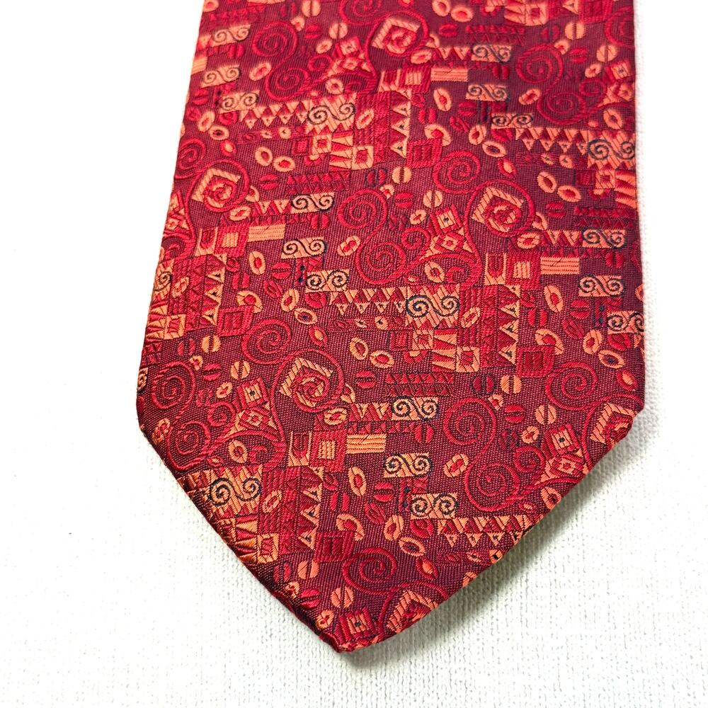 Vintage Frey Wille Red Silk Tie — 100% Silk, Made in Italy, Pristine Condition